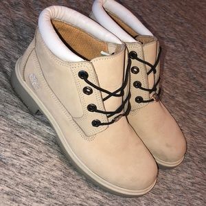 Custom Tan/White/Grey Short Timbs